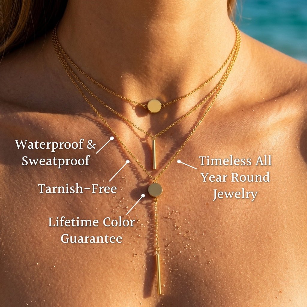 Micro-Pave Circle Disc Double Layer Necklace - Semprie
