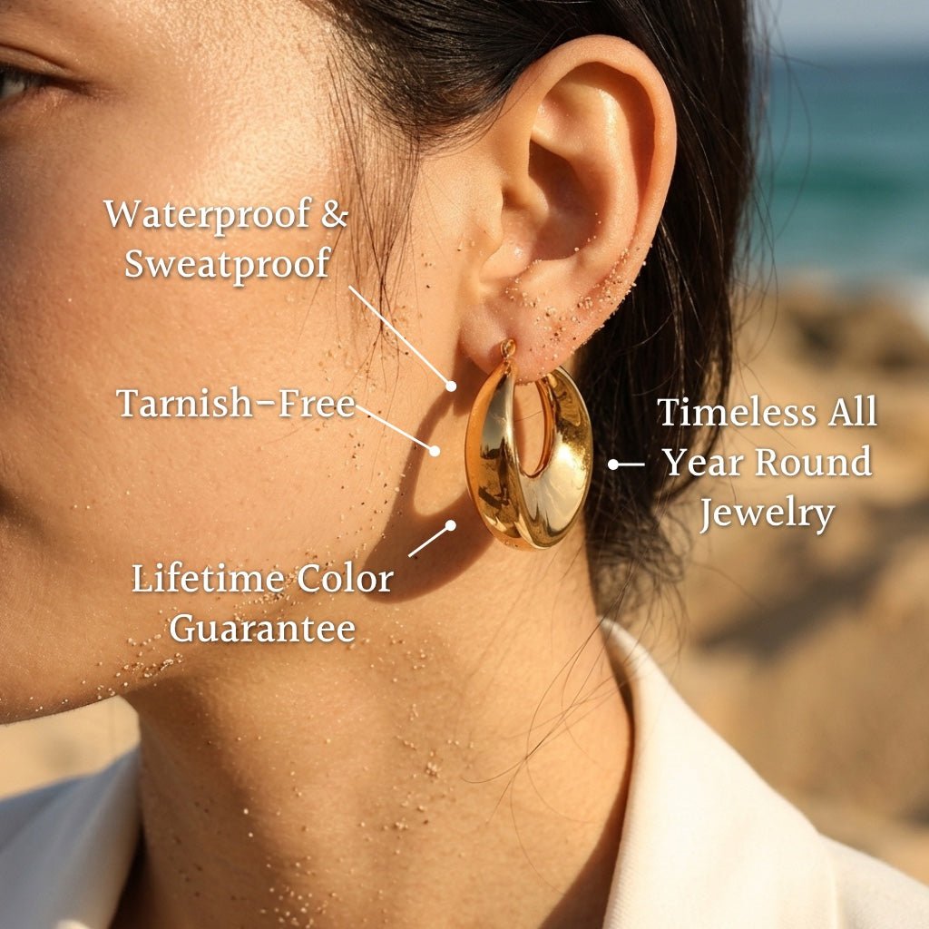 Mira Chunky Tapered Teardrop Dome Hoops - Semprie