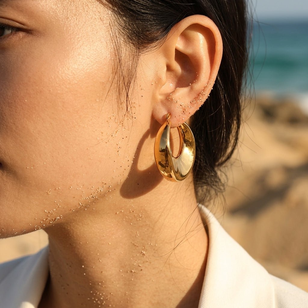 Mira Chunky Tapered Teardrop Dome Hoops