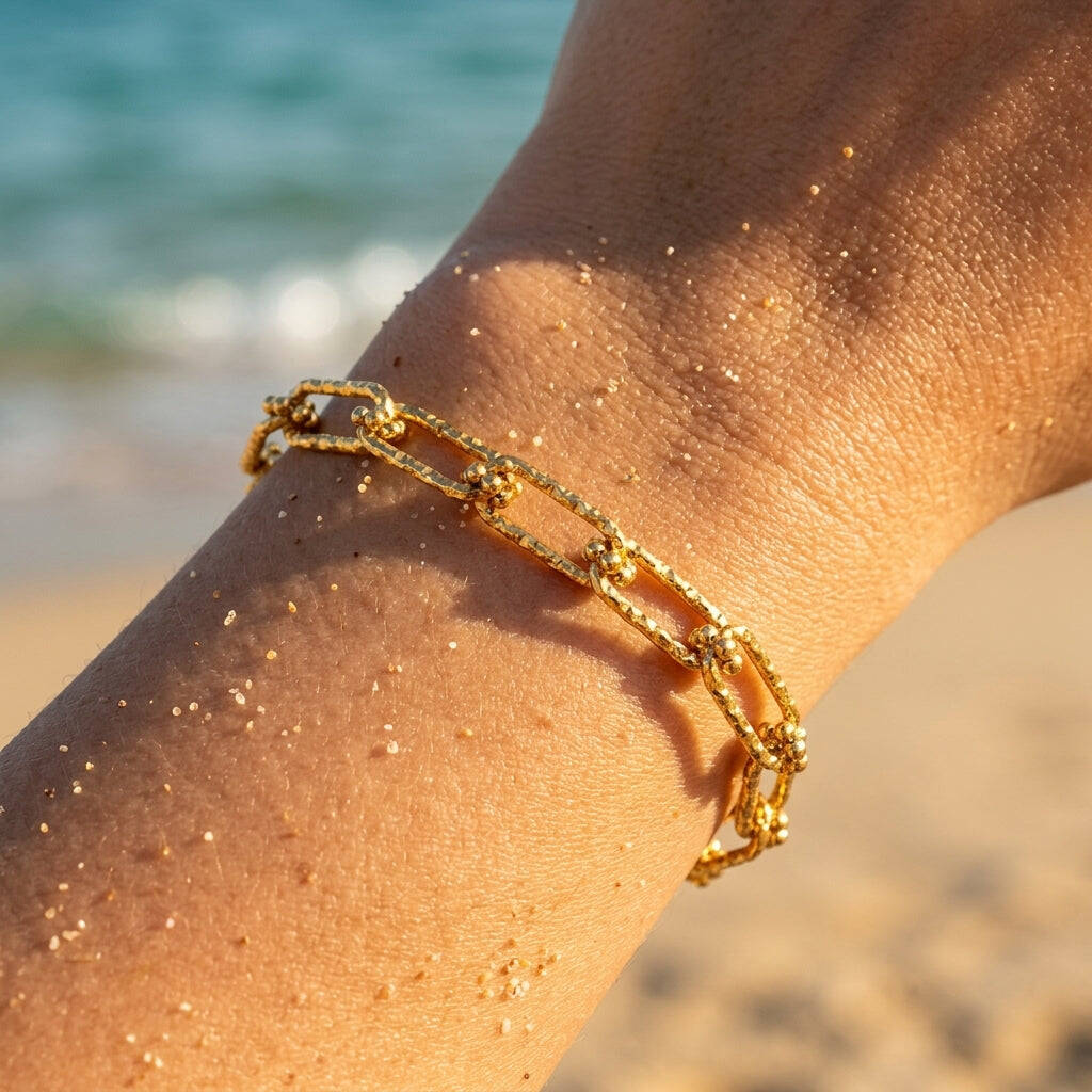 Molo Hammered Elongated Link Bracelet - Semprie