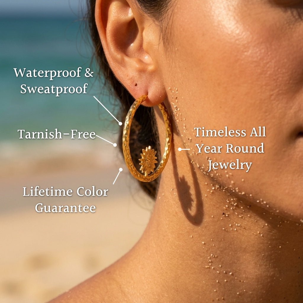 Molo Sunburst Inner Motif Hammered Hoops - Semprie