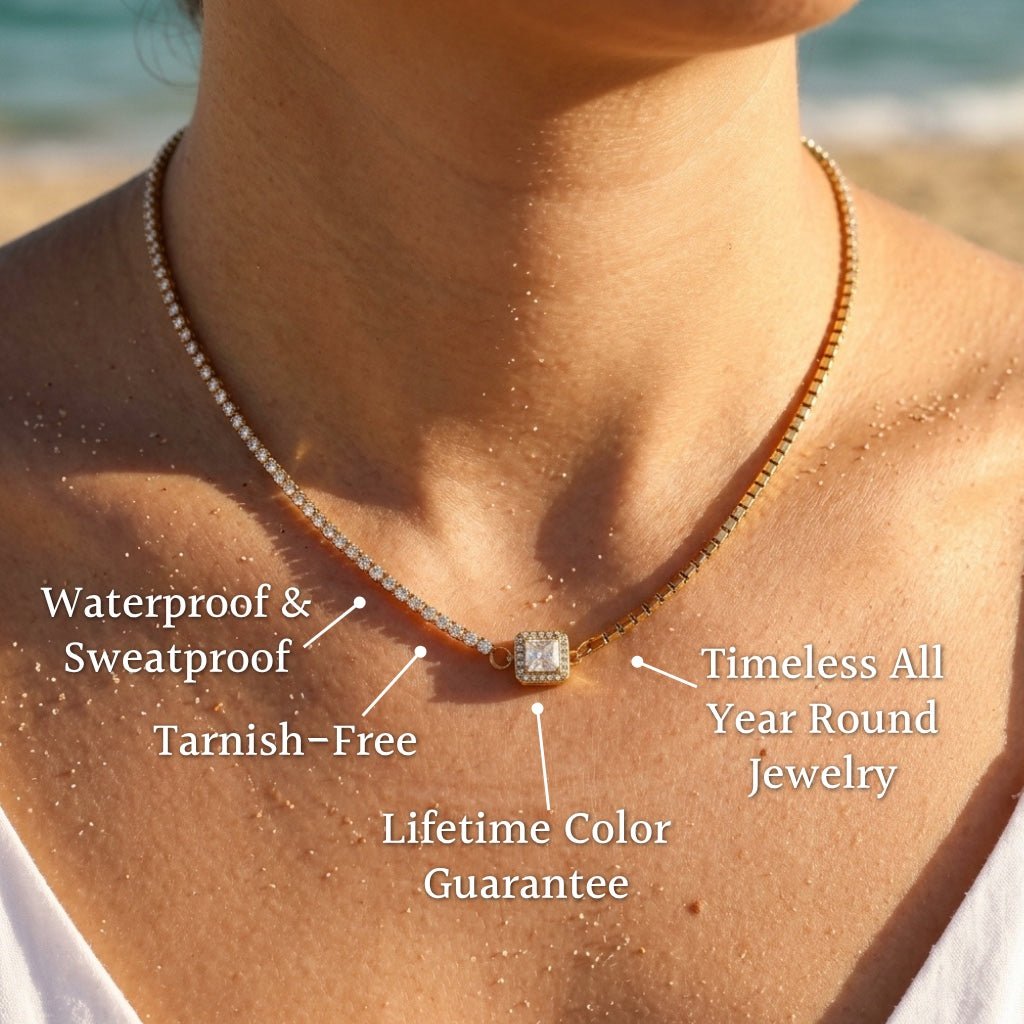 Ora Brilliant CZ Line Collar Necklace - Semprie
