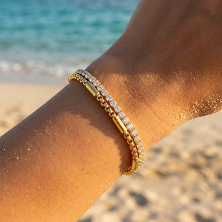 Ora Tennis CZ & Box Chain Combo Bracelet