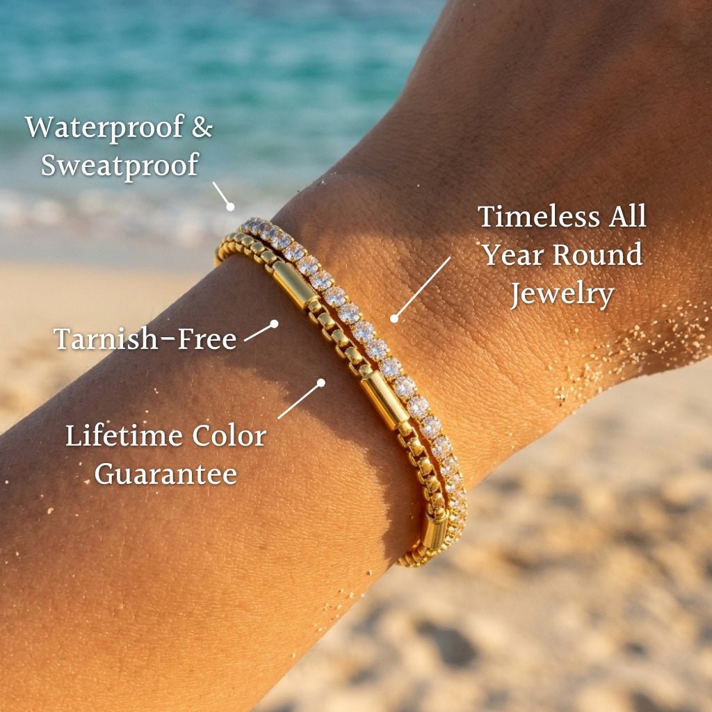 Ora Tennis CZ & Box Chain Combo Bracelet - Semprie