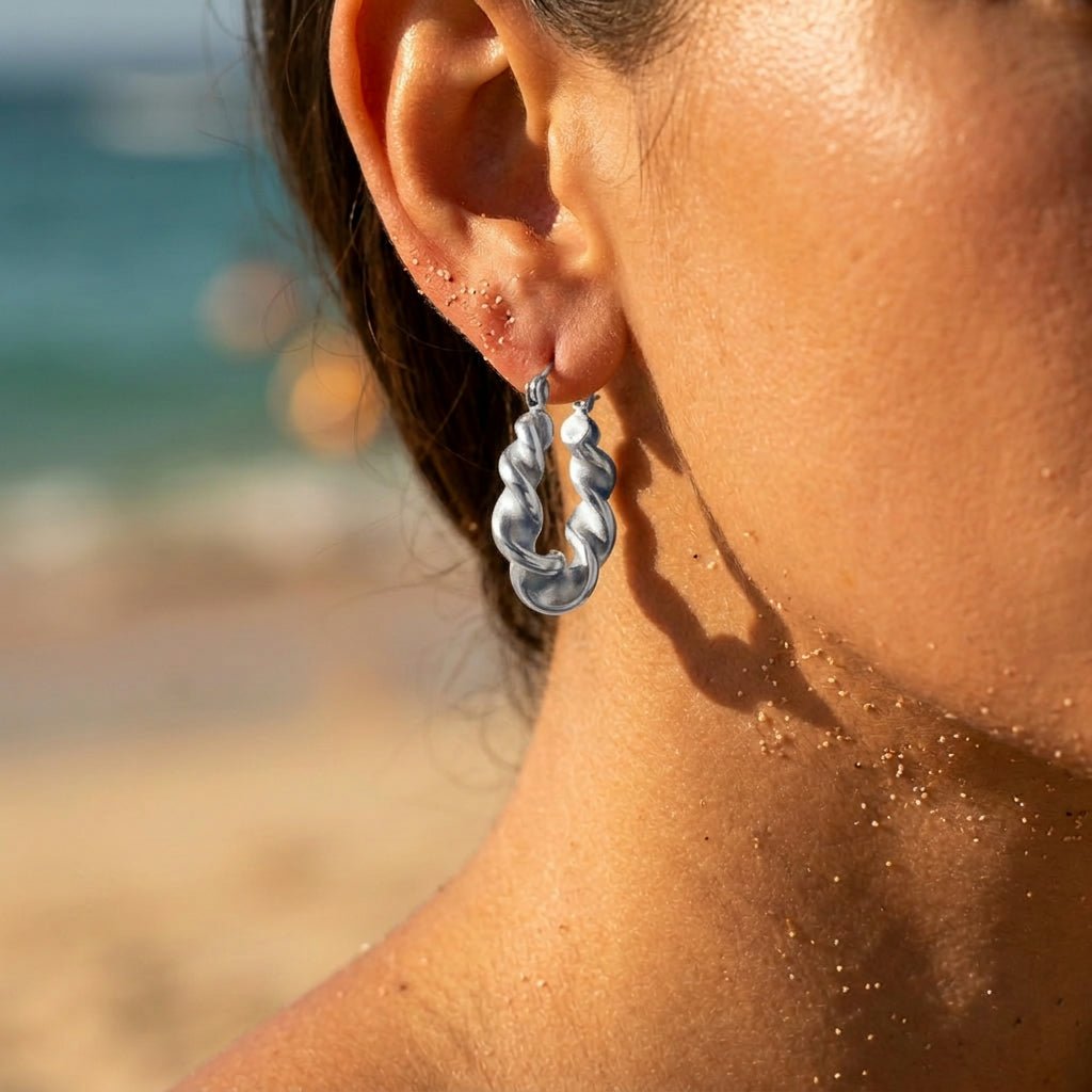 Oval Twisted Rope Latch Hoop Earrings - Semprie