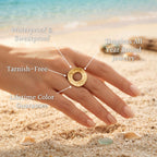 Oversized Hammered Oval Cutout Cocktail Ring - Semprie