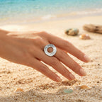 Oversized Hammered Oval Cutout Cocktail Ring - Semprie