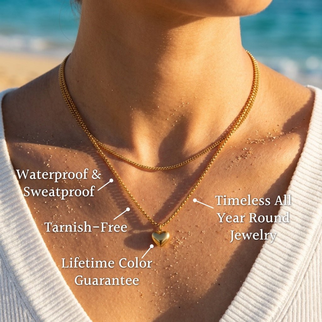 Pave Crystal Heart Double Layer Necklace - Semprie