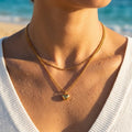 Pave Crystal Heart Double Layer Necklace - Semprie