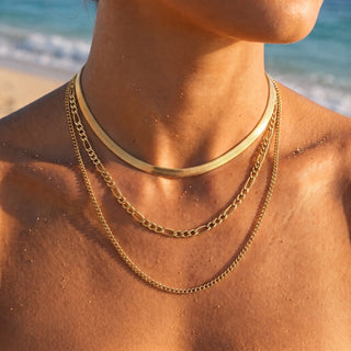 Riva Triple Chain Herringbone Layered Necklace