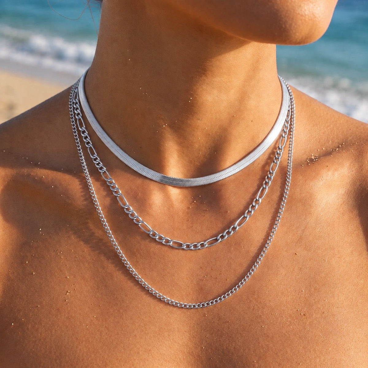 🎁 Riva Triple Chain Herringbone Layered Necklace (Free) - Semprie