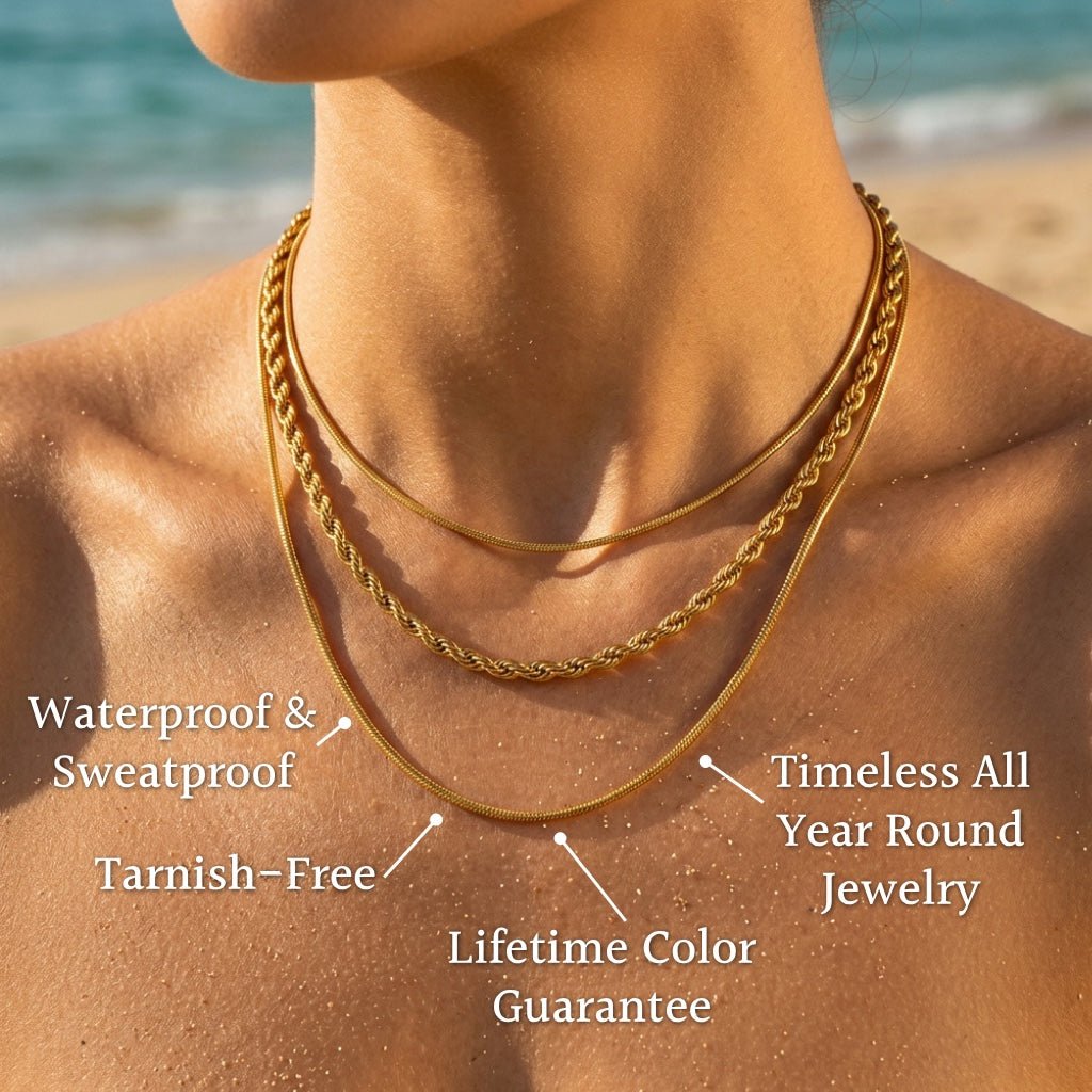Riva Triple Strand Rope & Snake Layered Necklace - Semprie