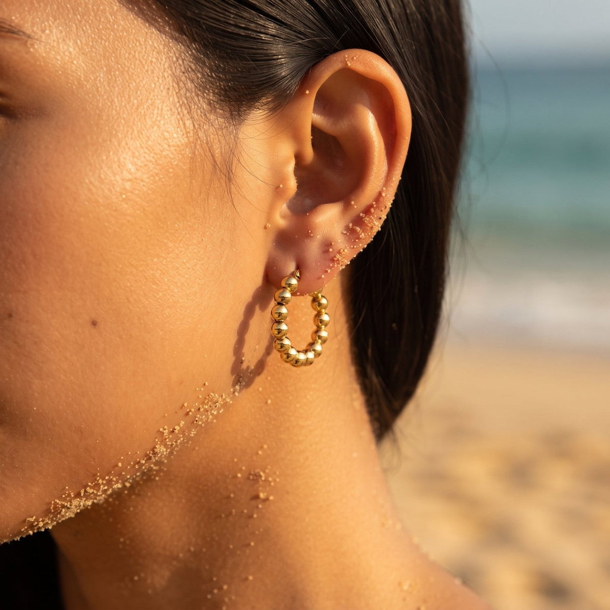 Sable Continuous Ball Bead Circular Hoop Earrings - Semprie
