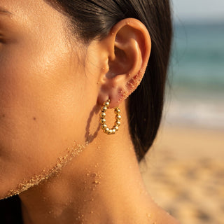 Sable Continuous Ball Bead Circular Hoop Earrings