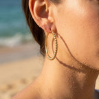Sable Half-Beaded Wire Back Hoop Earrings - Semprie