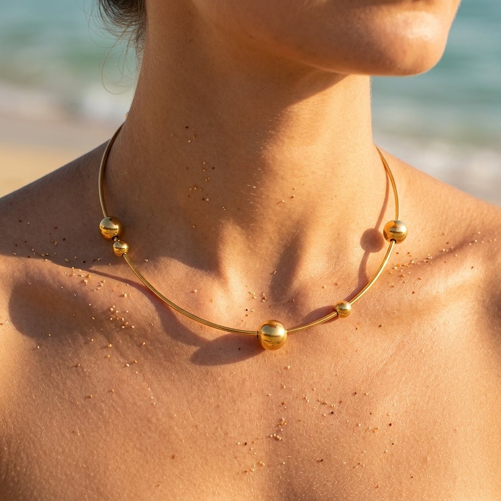 Sable Large Sphere Terminal Rigid Collar Necklace