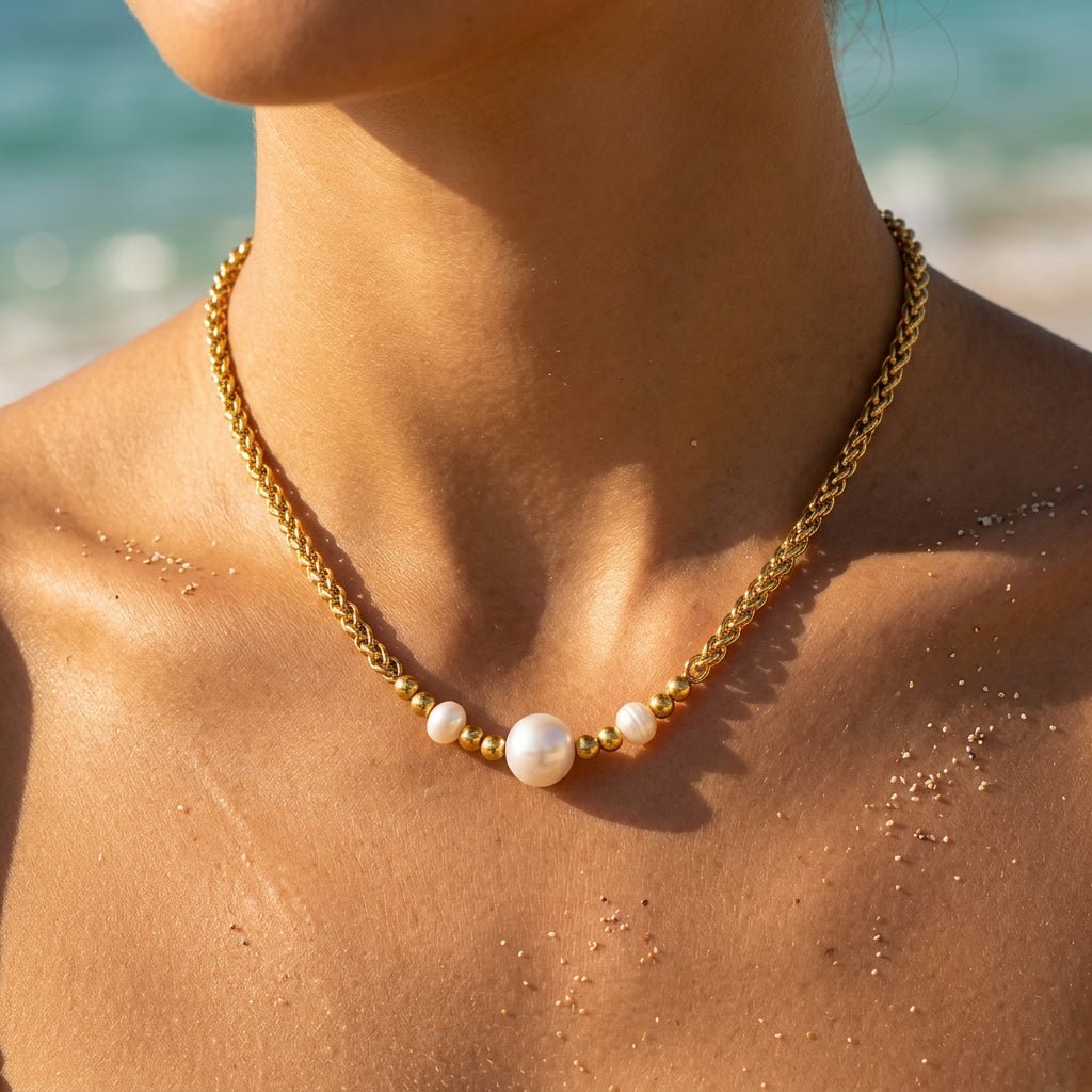 Sable Round Beaded Collar Necklace - Semprie