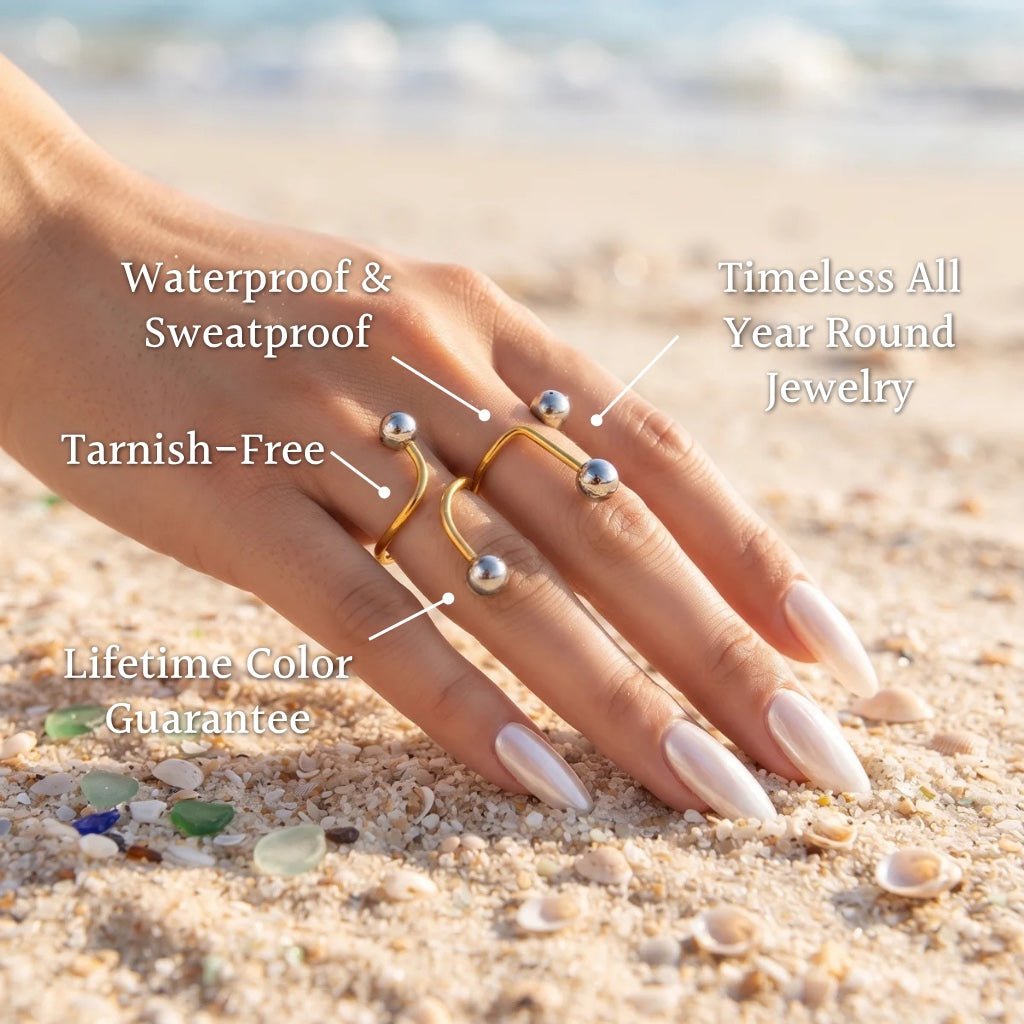 Sable Two-Tone Sphere Open Band Ring - Semprie