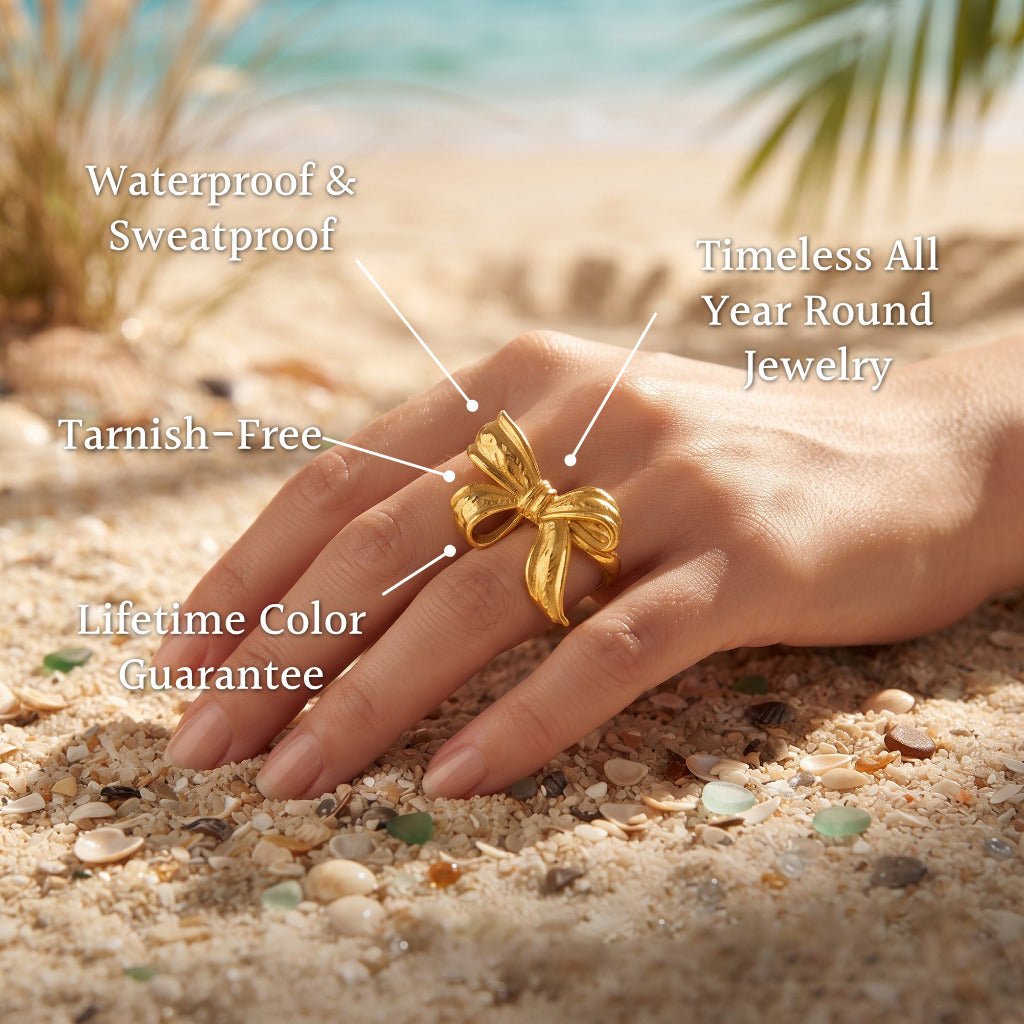 Sculpted Ribbon Bow Knot Statement Ring - Semprie
