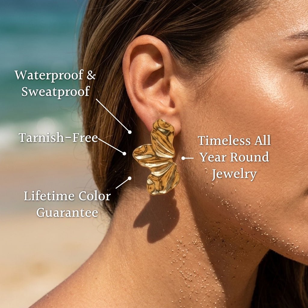 Sculptural Crumpled Petal Stud Earrings - Semprie