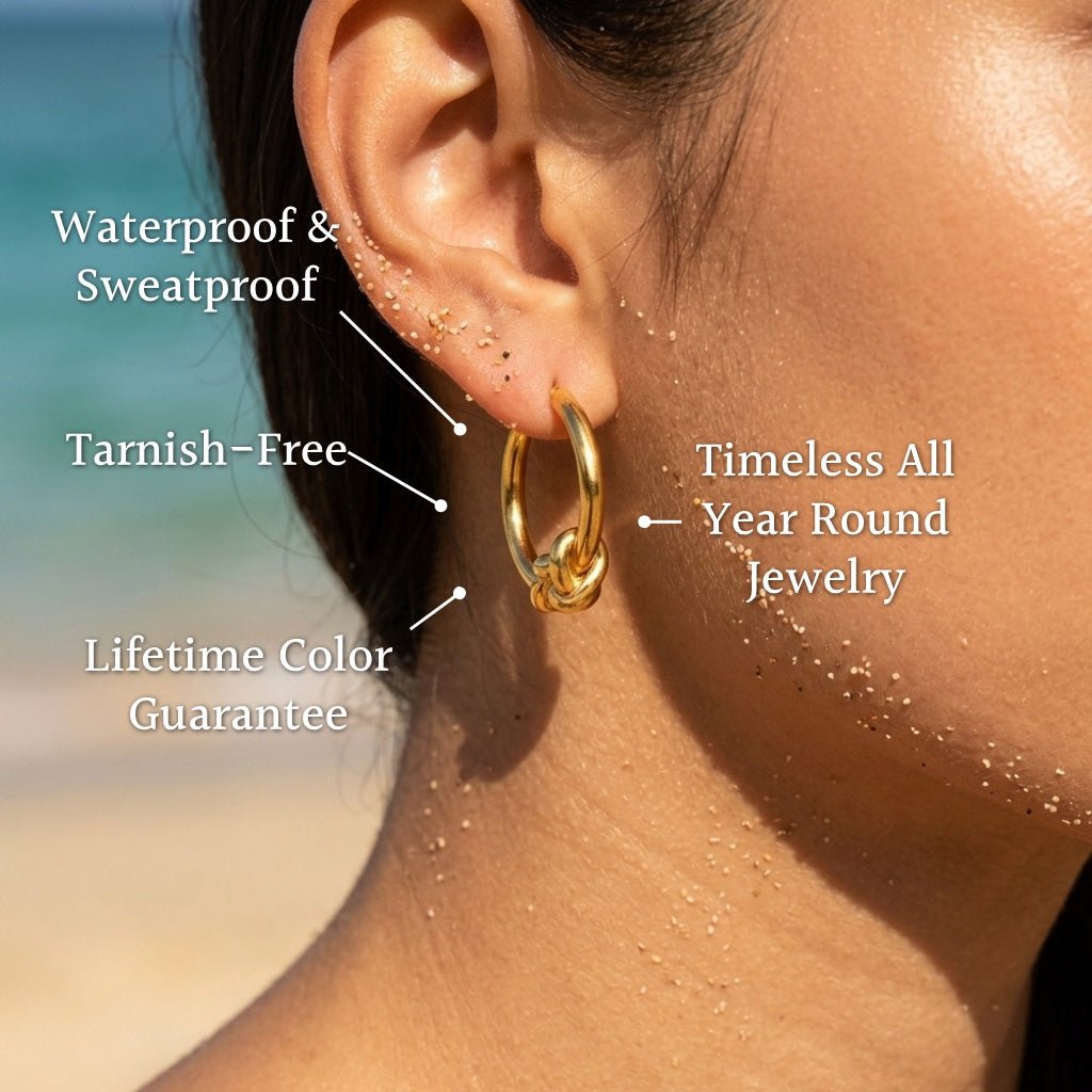 Smooth Circular Hoop with Bottom Knot Earrings - Semprie