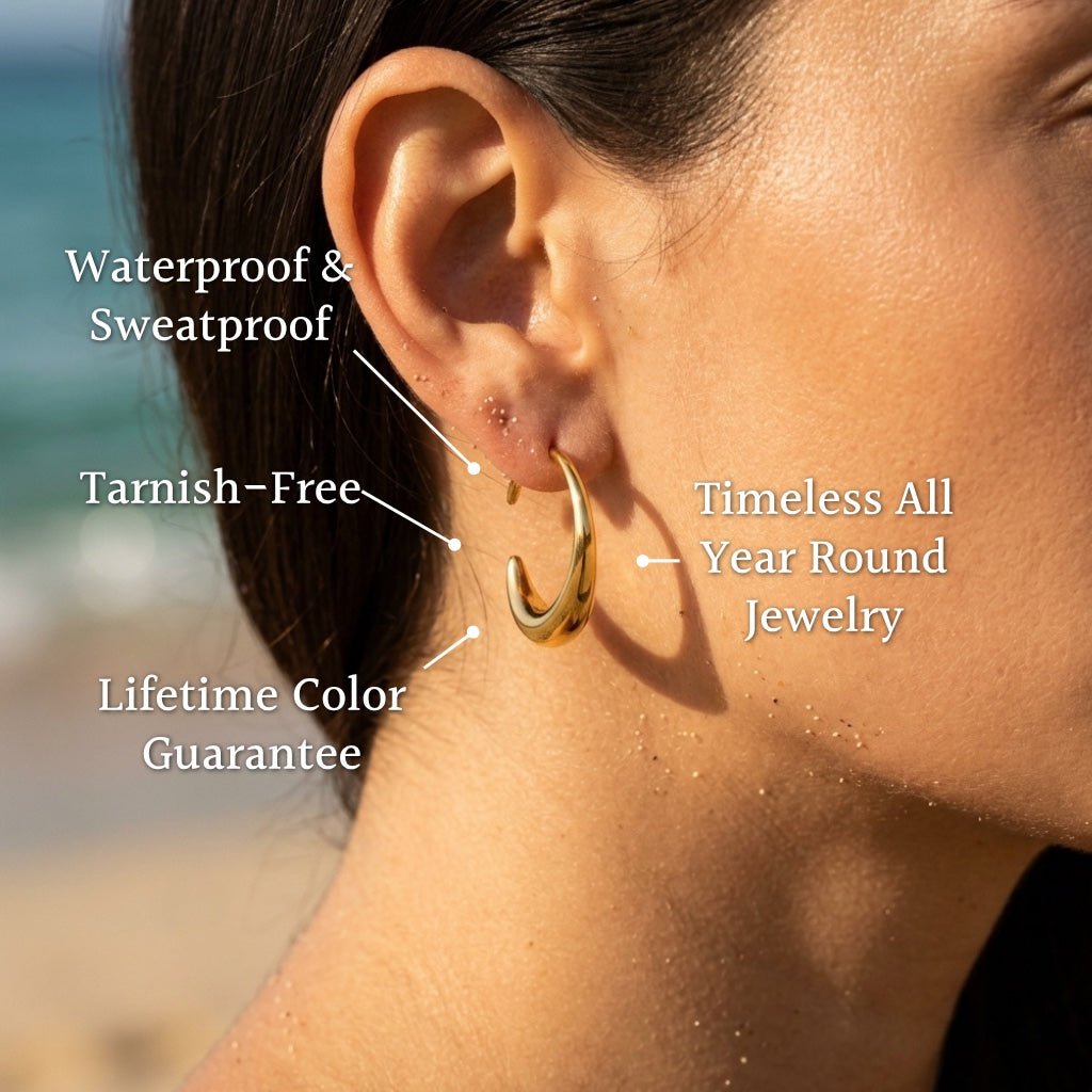 Smooth Tapered Crescent Latch Hoop Earrings - Semprie