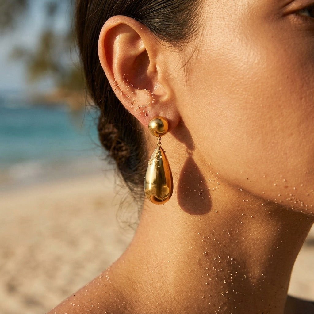 Sphere Stud Solid Teardrop Drop Earrings - Semprie