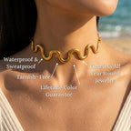 Textured Wave Crest Pendant Chain Necklace - Semprie