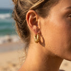 Thick Twisted Croissant Latch Hoop Earrings - Semprie