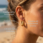 Thick Twisted Croissant Latch Hoop Earrings - Semprie