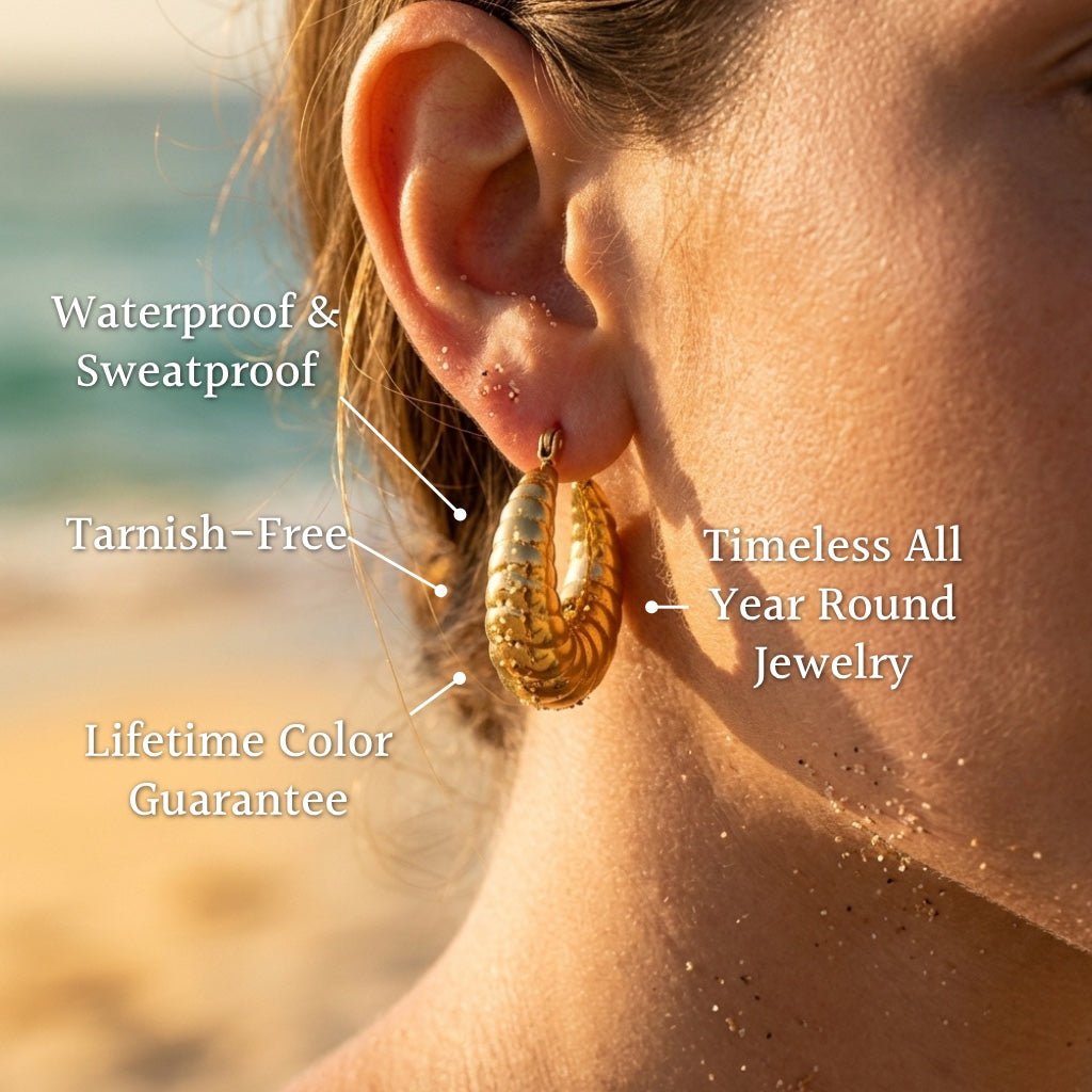 Tiered Ribbed Crescent Hoop Earrings - Semprie