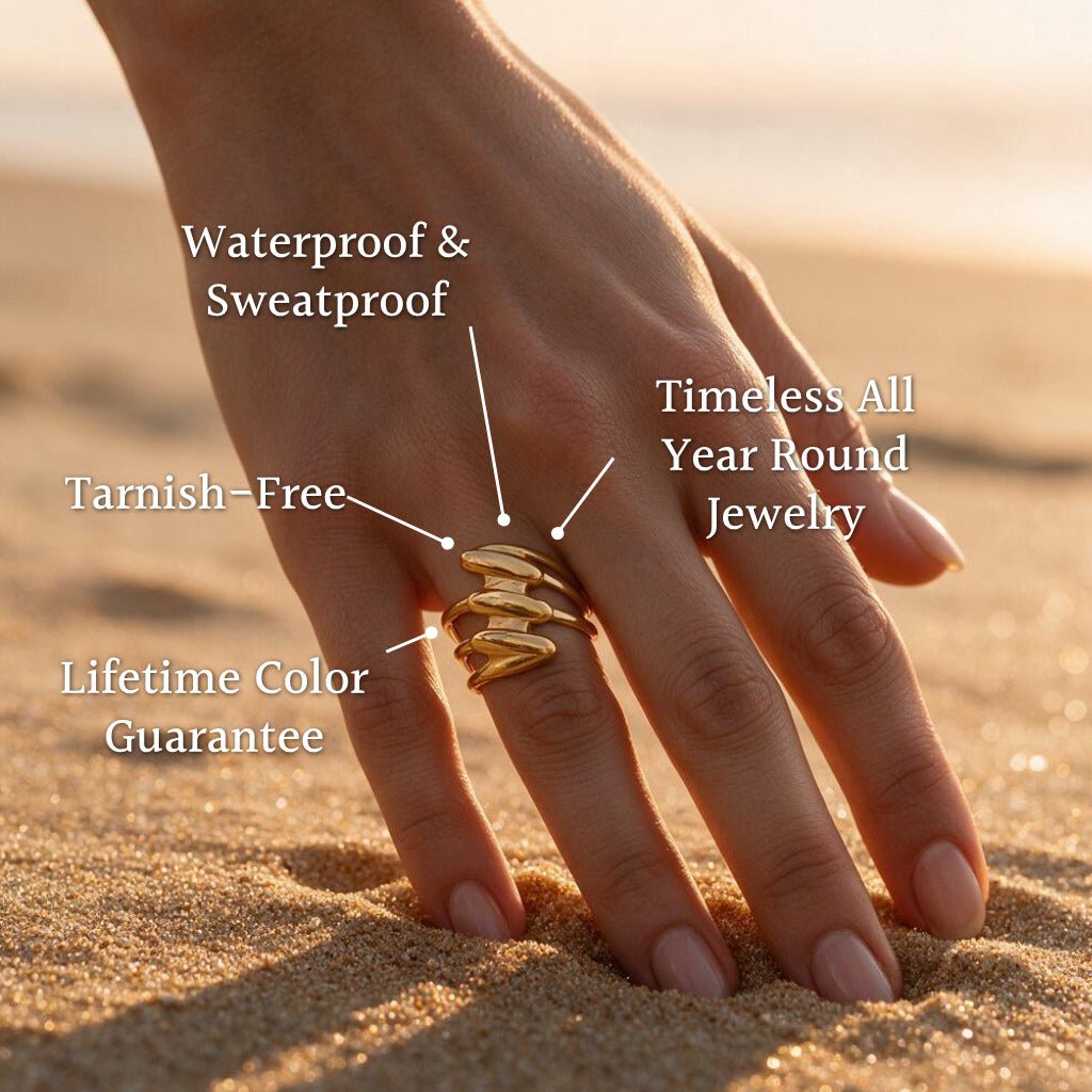 Triple Band Droplet Terminal Wrap Ring - Semprie