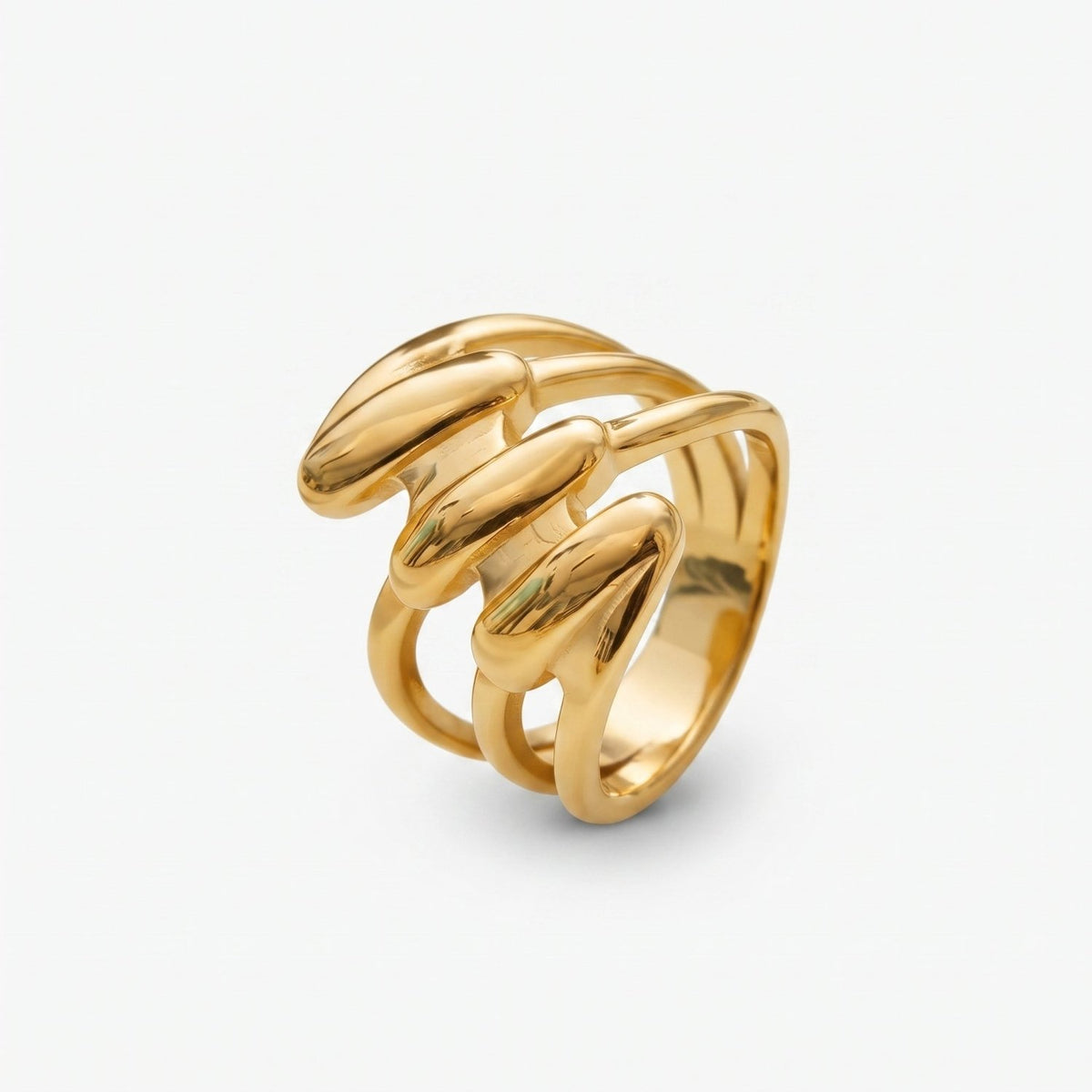 Triple Band Droplet Terminal Wrap Ring - Semprie