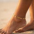 Triple Delicate Chain Bead Station Anklet - Semprie
