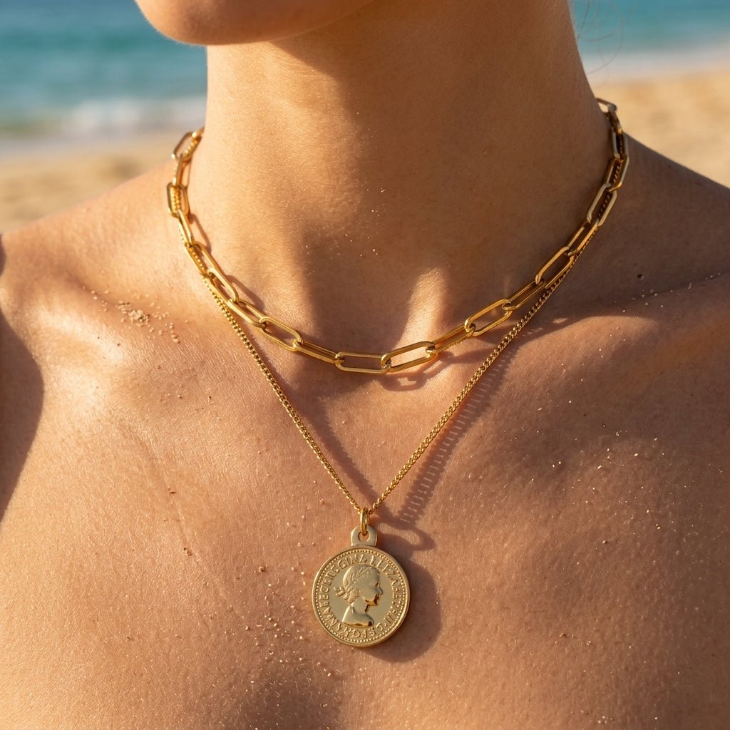 Triple Layer Roman Coin Medallion Necklace - Semprie