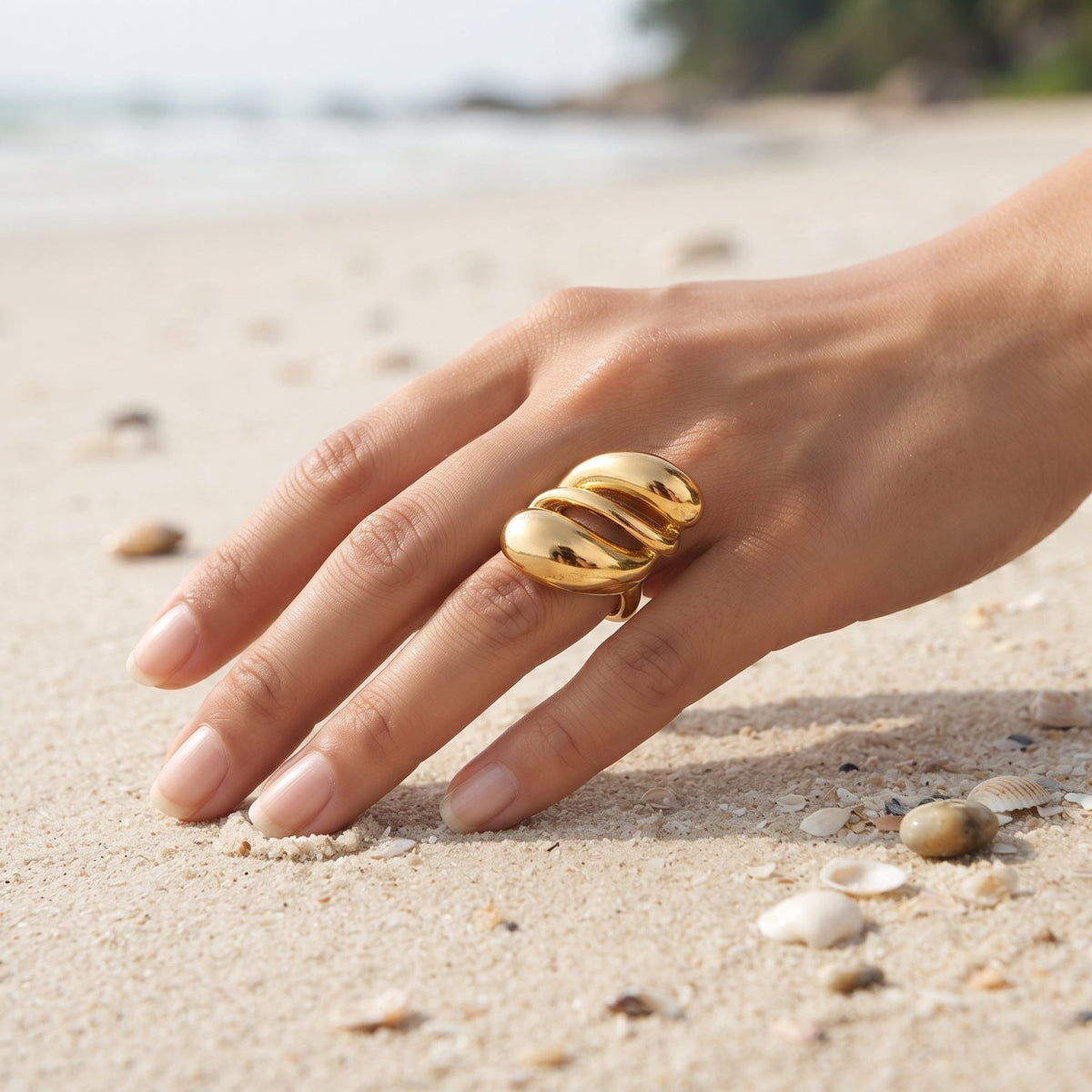 Triple Organic Wrap Fluid Dome Ring - Semprie