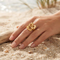 Twin Puffy Teardrop Bypass Band Ring - Semprie