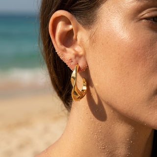 Twisted Organic C-Shape Hoop Earrings
