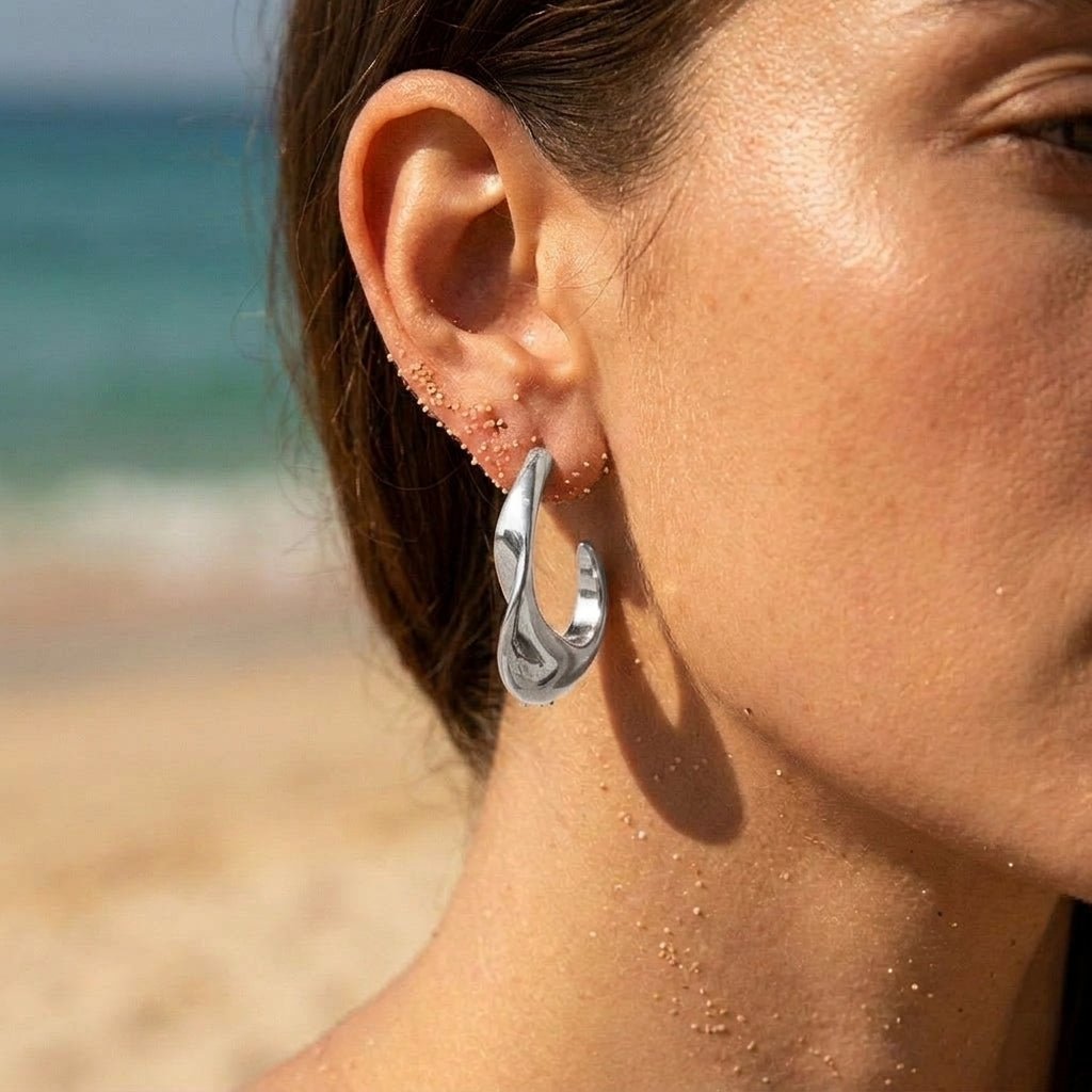 Twisted Organic C-Shape Hoop Earrings - Semprie