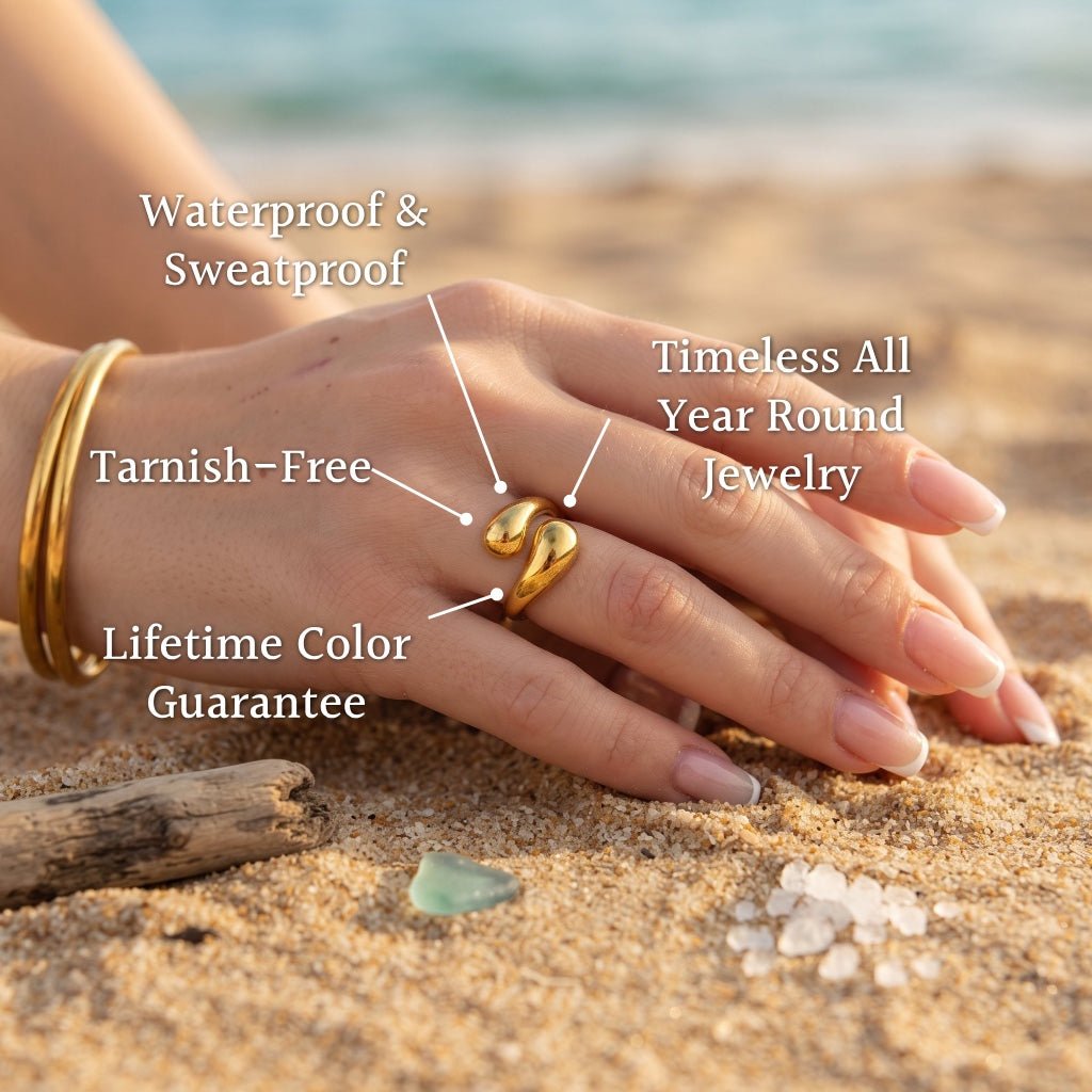 Vela Pebble Teardrop Open Wrap Ring - Semprie