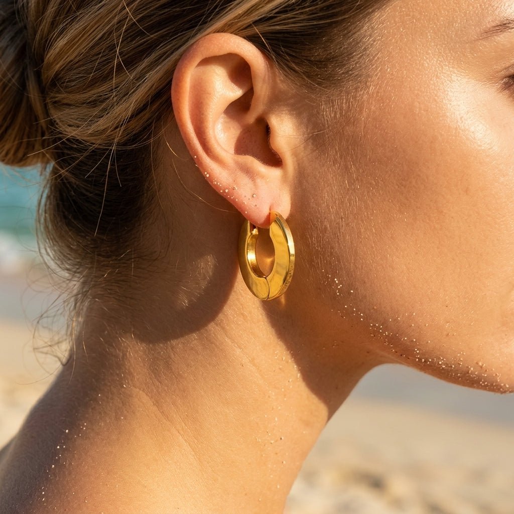 Wide Flat-Faced Oval Latch Hoop Earrings - Semprie