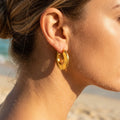Wide Flat-Faced Oval Latch Hoop Earrings - Semprie