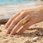Wide Multi-Rib Stacked Cigar Band Ring - Semprie