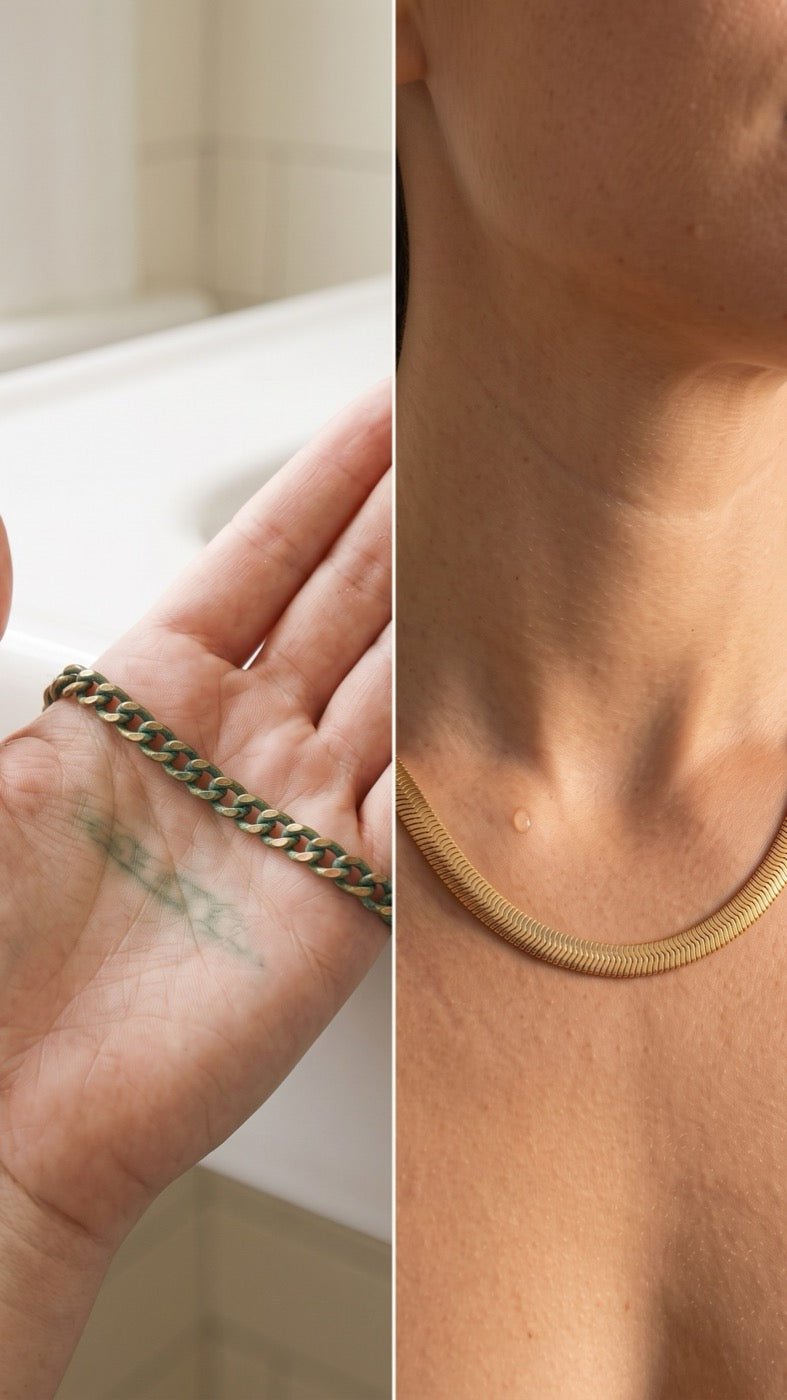 Green palm stain from cheap plating vs waterproof Semprie herringbone